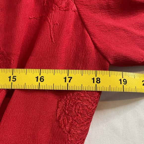 Vintage Tonico Paris Women's Red Floral Textured Midi Dress Est. Size M 80’s - Picture 4 of 13